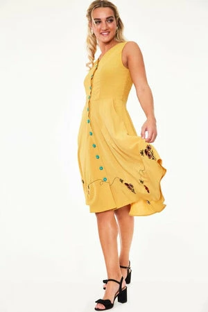 Voodoo Vixen Mallory Honey Bee Embroidered Button-up Sleeve Dress 5 Voodoo Vixen Mallory Honey Bee Embroidered Button-up Sleeve Dress - Image 3