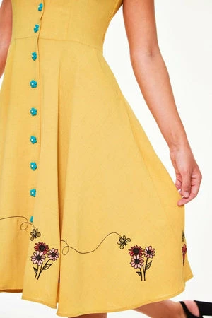 Voodoo Vixen Mallory Honey Bee Embroidered Button-up Sleeve Dress 7 Voodoo Vixen Mallory Honey Bee Embroidered Button-up Sleeve Dress - Image 5