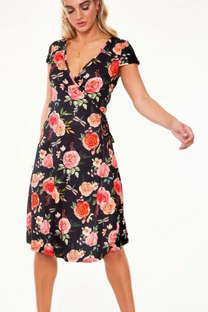 Voodoo Vixen Rosabeth Gypsy Tea Rose Flutter Collar Wrap Dress 6 Voodoo Vixen Rosabeth Gypsy Tea Rose Flutter Collar Wrap Dress - Image 4