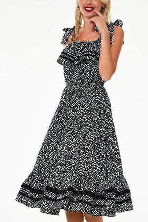 Voodoo Vixen Mae Long Floral Flare Dress With Velvet Trim 3 Voodoo Vixen Mae Long Floral Flare Dress With Velvet Trim