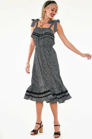 Voodoo Vixen Mae Long Floral Flare Dress With Velvet Trim 6 Voodoo Vixen Mae Long Floral Flare Dress With Velvet Trim - Image 4