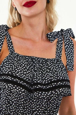 Voodoo Vixen Mae Long Floral Flare Dress With Velvet Trim 7 Voodoo Vixen Mae Long Floral Flare Dress With Velvet Trim - Image 5