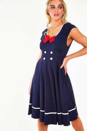 Voodoo Vixen Catalina Red Bow Seaside Flare Dress 6 Voodoo Vixen Catalina Red Bow Seaside Flare Dress - Image 4