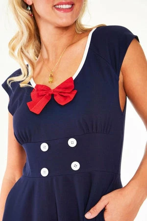 Voodoo Vixen Catalina Red Bow Seaside Flare Dress 8 Voodoo Vixen Catalina Red Bow Seaside Flare Dress - Image 6