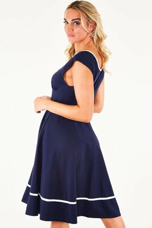 Voodoo Vixen Catalina Red Bow Seaside Flare Dress 5 Voodoo Vixen Catalina Red Bow Seaside Flare Dress - Image 3