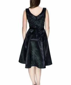 Dr Faust Draped Heart Silk Black Midi Dress - Julia -ROCKABILLY TOPS Shop draped heart silk black midi dress julia dr faust 2 300x