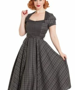 Voodoo Vixen Ella Tartan Flare Dress -ROCKABILLY TOPS Shop ella tartan flare dress voodoo vixen 7 300x