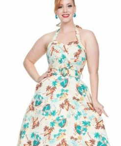 Voodoo Vixen Ella Tropical Print Halter Dress -ROCKABILLY TOPS Shop ella tropical print halter dress voodoo vixen 3 300x