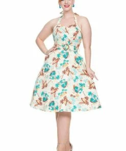 Voodoo Vixen Ella Tropical Print Halter Dress