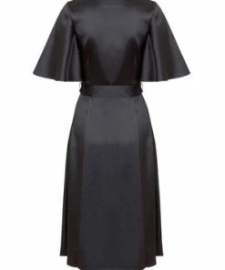 Voodoo Vixen Ellie Bell Sleeve Satin Midi Dress -ROCKABILLY TOPS Shop ellie bell sleeve satin midi dress voodoo vixen 6 300x