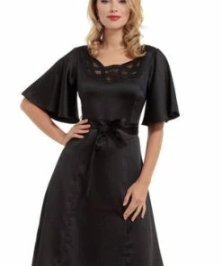 Voodoo Vixen Ellie Bell Sleeve Satin Midi Dress