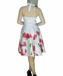 Dr Faust Field Poppy Flowers White Midi Dress - Talitha 5 Dr Faust Field Poppy Flowers White Midi Dress - Talitha -ROCKABILLY TOPS Shop field poppy flowers white midi dress talitha dr faust 2 300x