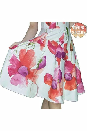 Dr Faust Field Poppy Flowers White Midi Dress - Talitha 4 Dr Faust Field Poppy Flowers White Midi Dress - Talitha - Image 3
