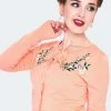 Voodoo Vixen Floral Emb Tie Neck Cardigan -ROCKABILLY TOPS Shop floral emb tie neck cardigan caa 3603 02.1395 300x