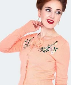 Voodoo Vixen Floral Emb Tie Neck Cardigan