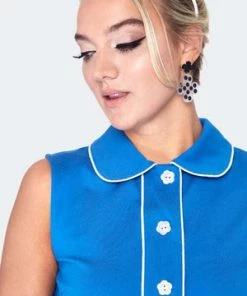 Voodoo Vixen Flower Button Dress -ROCKABILLY TOPS Shop flower button dress dra 9507 04.1352 300x