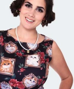 Voodoo Vixen Framed Kitties Sleeveless Flare Dress -ROCKABILLY TOPS Shop framed kitties sleeveless flare dress dra 9535 04.1393 300x