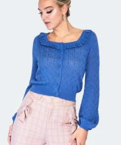 Voodoo Vixen Frill Neck Lace Knit Cardigan