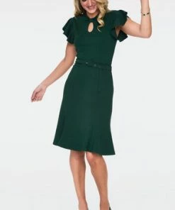 Voodoo Vixen Nessy Front Twist Flutter Sleeve Dress 29 Voodoo Vixen Nessy Front Twist Flutter Sleeve Dress -ROCKABILLY TOPS Shop front twist fluffer sleeve dress dra 9341 02.1034 300x