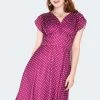 Voodoo Vixen Retro Polka Dot Dress -ROCKABILLY TOPS Shop fucia polka dot dress dra 9536 03.1377 300x