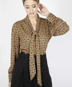 Voodoo Vixen Gabby Crepe Long Sleeve Bow Top -ROCKABILLY TOPS Shop gabby crepe long sleeve bow top voodoo vixen 4 300x