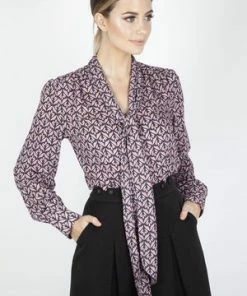 Voodoo Vixen Gabby Crepe Long Sleeve Bow Top -ROCKABILLY TOPS Shop gabby crepe long sleeve bow top voodoo vixen 6 300x