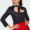Voodoo Vixen Gail Black Polka Dot Neck Tie Top 2 Voodoo Vixen Gail Black Polka Dot Neck Tie Top -ROCKABILLY TOPS Shop gail black polka dot neck tie top tpa 2453 01.1061 300x