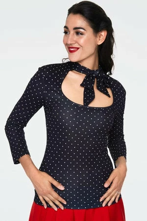 Voodoo Vixen Gail Black Polka Dot Neck Tie Top 5 Voodoo Vixen Gail Black Polka Dot Neck Tie Top - Image 4