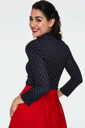 Voodoo Vixen Gail Black Polka Dot Neck Tie Top 3 Voodoo Vixen Gail Black Polka Dot Neck Tie Top - Image 2