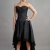Burleska Geneva Hi-low Prom Corset Dress In Black Taffeta And Black Mesh Overlay -ROCKABILLY TOPS Shop geneva hi low prom corset dress in black taffeta and black mesh overlay burleska 300x