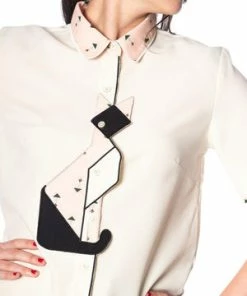 Banned Geo Cat Blouse -ROCKABILLY TOPS Shop geo cat blouse banned 4 300x