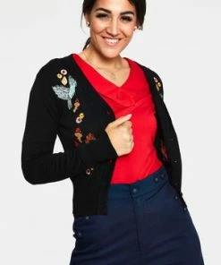 Voodoo Vixen Ginny Woodland Cardigan -ROCKABILLY TOPS Shop ginny black woodland cardigan caa 3503 01.1016 300x