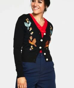 Voodoo Vixen Ginny Woodland Cardigan -ROCKABILLY TOPS Shop ginny black woodland cardigan caa 3503 02.1016 300x