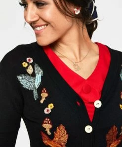 Voodoo Vixen Ginny Woodland Cardigan -ROCKABILLY TOPS Shop ginny black woodland cardigan caa 3503 03.1016 300x