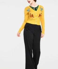 Voodoo Vixen Ginny Woodland Cardigan -ROCKABILLY TOPS Shop ginny mustard woodland cardigan caa 3501 04.1014 300x
