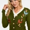 Voodoo Vixen Ginny Woodland Cardigan -ROCKABILLY TOPS Shop ginny olive woodland cardigan caa 3500 01.1013 300x