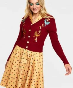 Voodoo Vixen Ginny Woodland Cardigan -ROCKABILLY TOPS Shop ginny red woodland cardigan caa 3502 02.1015 300x