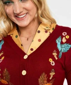 Voodoo Vixen Ginny Woodland Cardigan -ROCKABILLY TOPS Shop ginny red woodland cardigan caa 3502 03.1015 300x
