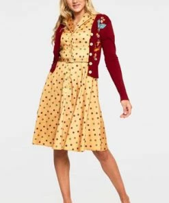 Voodoo Vixen Ginny Woodland Cardigan -ROCKABILLY TOPS Shop ginny red woodland cardigan caa 3502 04.1015 300x