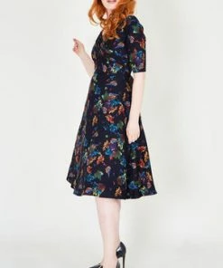 Voodoo Vixen Grace Flared Bardot Dress -ROCKABILLY TOPS Shop grace flared bardot dress voodoo vixen 3 300x