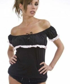 Burleska Gypsy Black Cotton Gothic Top With Frill -ROCKABILLY TOPS Shop gypsy black cotton gothic top with frill burleska 4 300x