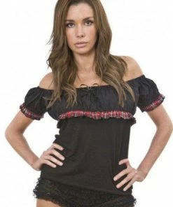 Burleska Gypsy Black Cotton Gothic Top With Frill -ROCKABILLY TOPS Shop gypsy black cotton gothic top with frill burleska 5 300x
