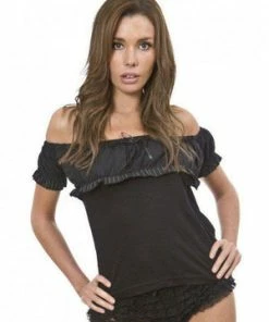 Burleska Gypsy Black Cotton Gothic Top With Frill -ROCKABILLY TOPS Shop gypsy black cotton gothic top with frill burleska 6 300x