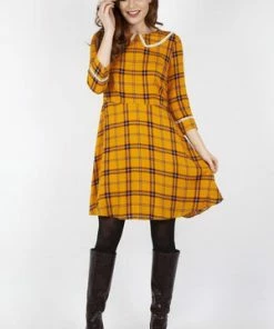 Voodoo Vixen Harley Shadow Collar Tartan Dress -ROCKABILLY TOPS Shop harley shadow collar tartan dress voodoo vixen 5 300x