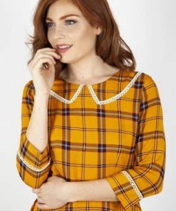 Voodoo Vixen Harley Shadow Collar Tartan Dress -ROCKABILLY TOPS Shop harley shadow collar tartan dress voodoo vixen 6 300x