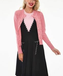 Voodoo Vixen Heart Knit Pattern Cardigan -ROCKABILLY TOPS Shop heart knit pattern cardigan voodoo vixen 3 300x