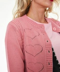 Voodoo Vixen Heart Knit Pattern Cardigan -ROCKABILLY TOPS Shop heart knit pattern cardigan voodoo vixen 5 300x
