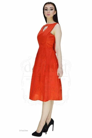 Dr Faust Heart Raw Silk Red Midi Dress - Lyla 12 Dr Faust Heart Raw Silk Red Midi Dress - Lyla - Image 10
