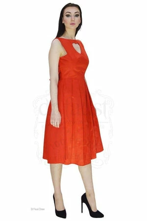Dr Faust Heart Raw Silk Red Midi Dress - Lyla 13 Dr Faust Heart Raw Silk Red Midi Dress - Lyla - Image 11