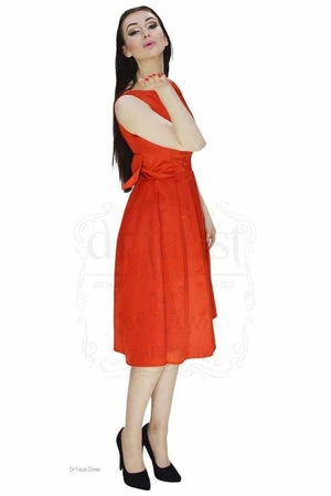 Dr Faust Heart Raw Silk Red Midi Dress - Lyla 14 Dr Faust Heart Raw Silk Red Midi Dress - Lyla - Image 12